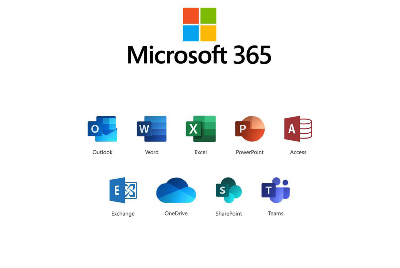 Microsoft 365 ekosisteminde yer alan Word, Excel, PowerPoint ve Outlook masaüstü uygulamalarının güncel arayüzü ve bulut özellikleri.